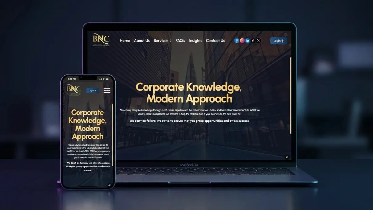BNC Accountants professional services website interface