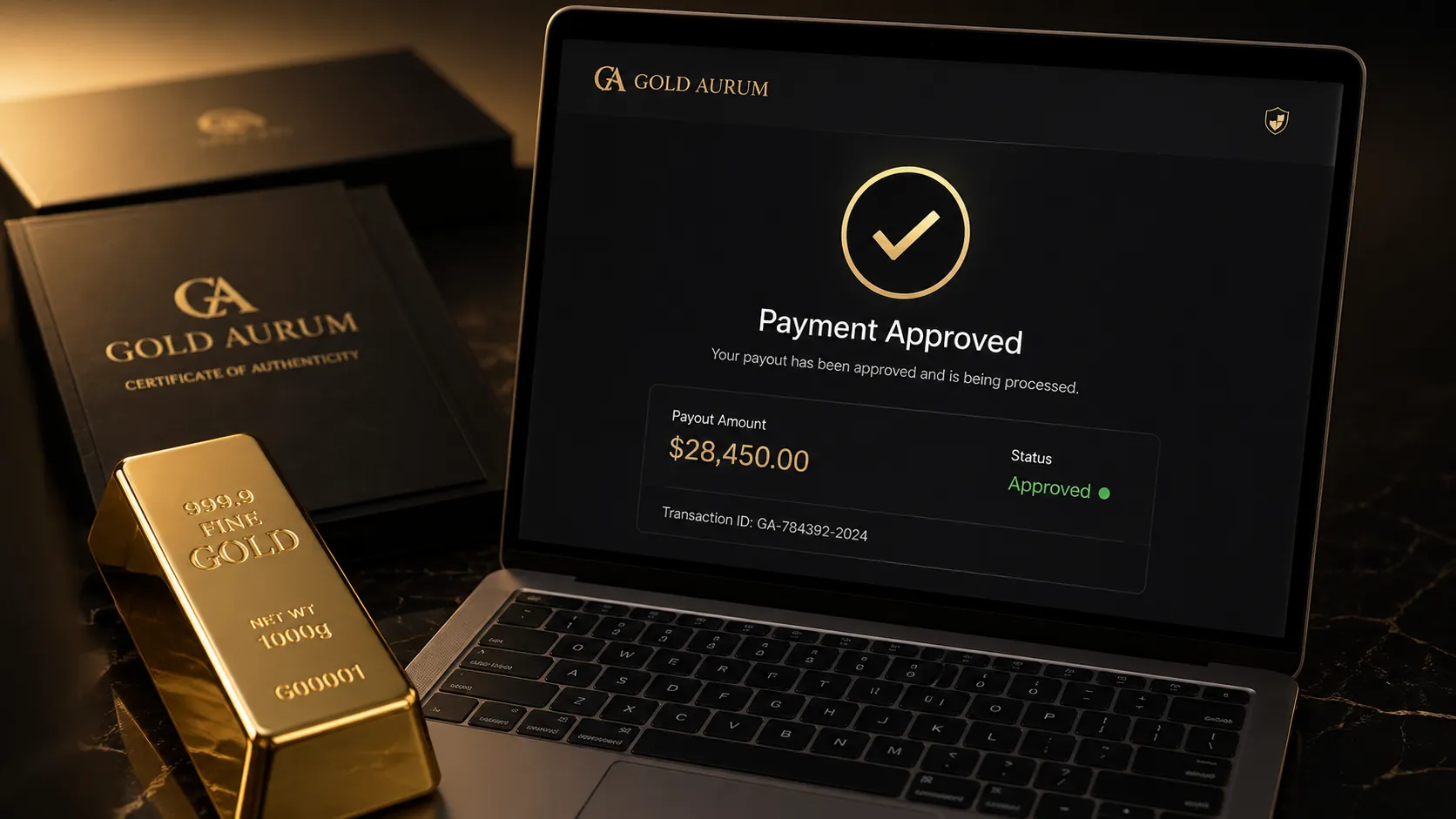 Gold Aurum precious metals platform showing its secure quote and pricing interface